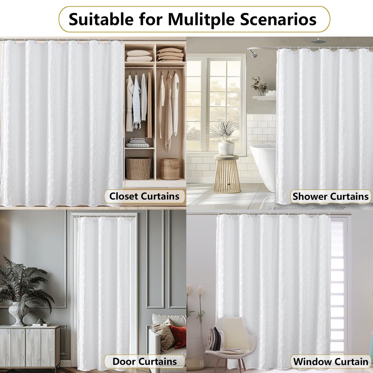 Geometric Boho Fabric Shower Curtain Set 72x72