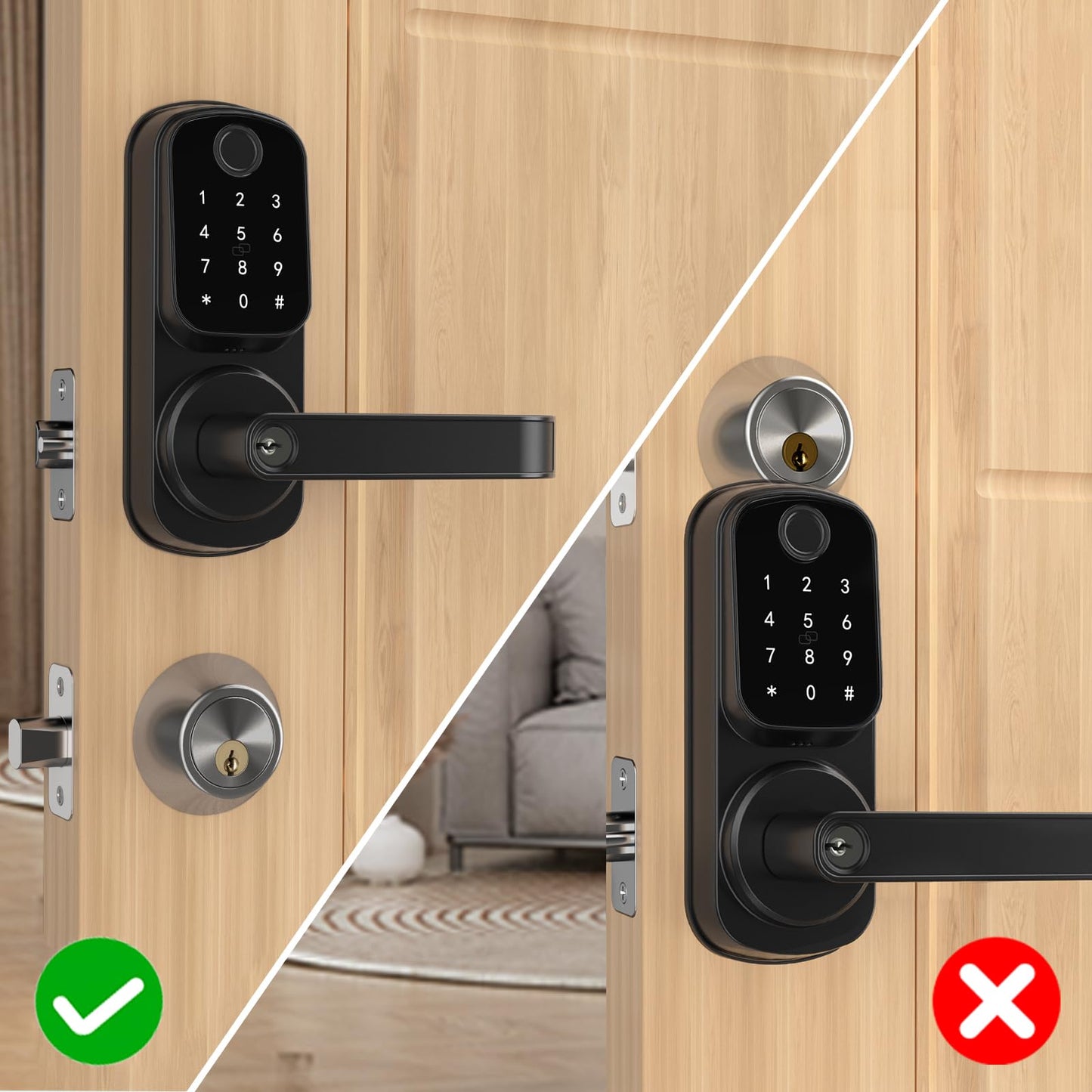 Smart Keyless Door Lock with Fingerprint & APP