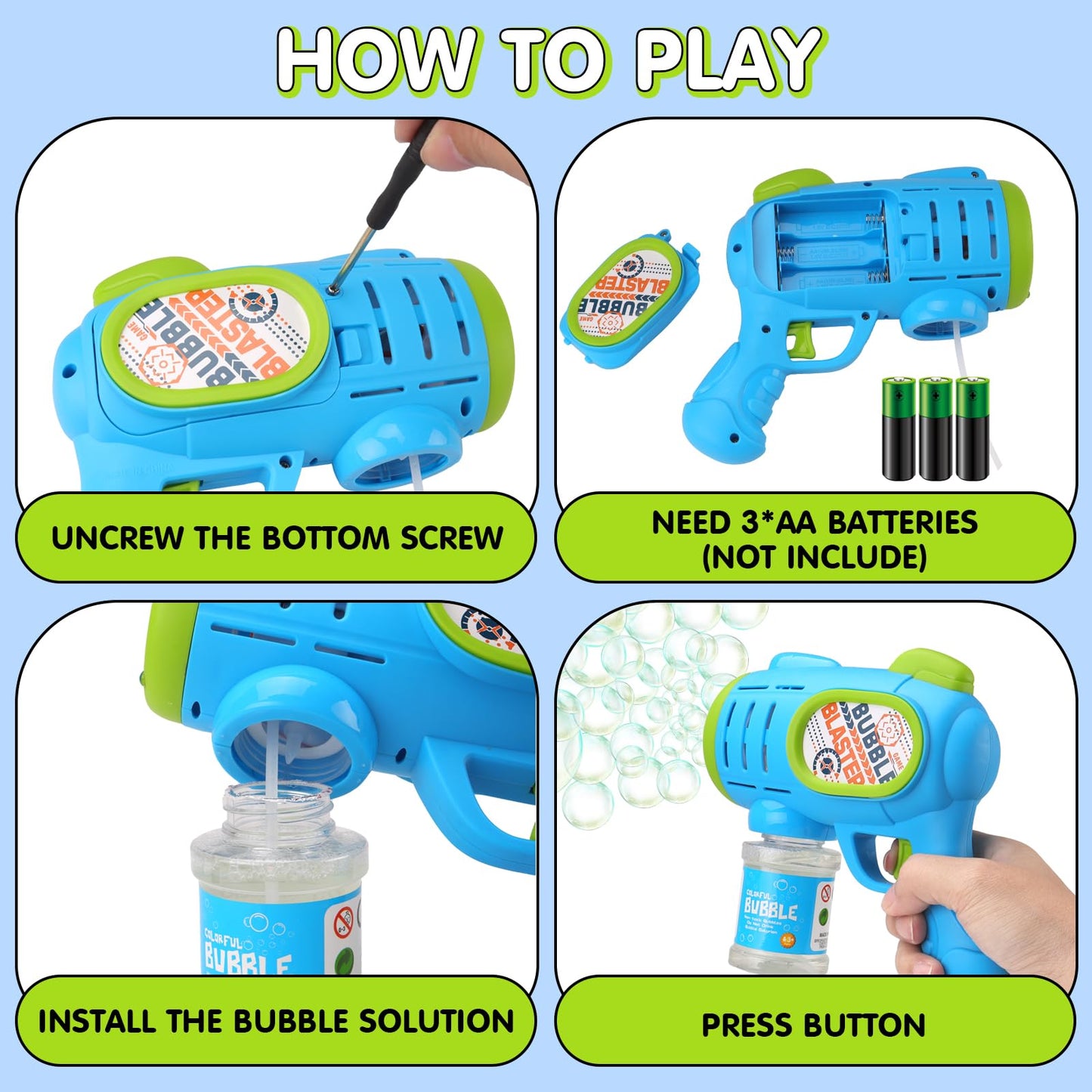 2 Pack Bubble Gun Machine for Kids Outdoor Fun