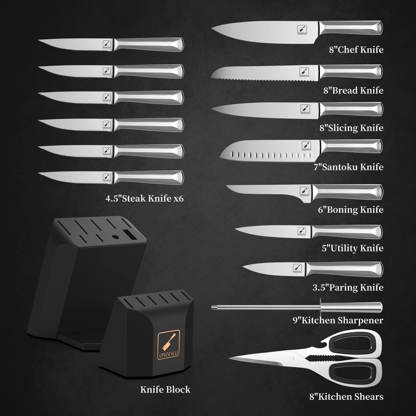 imarku 16-Piece Ultra Sharp Knife Set