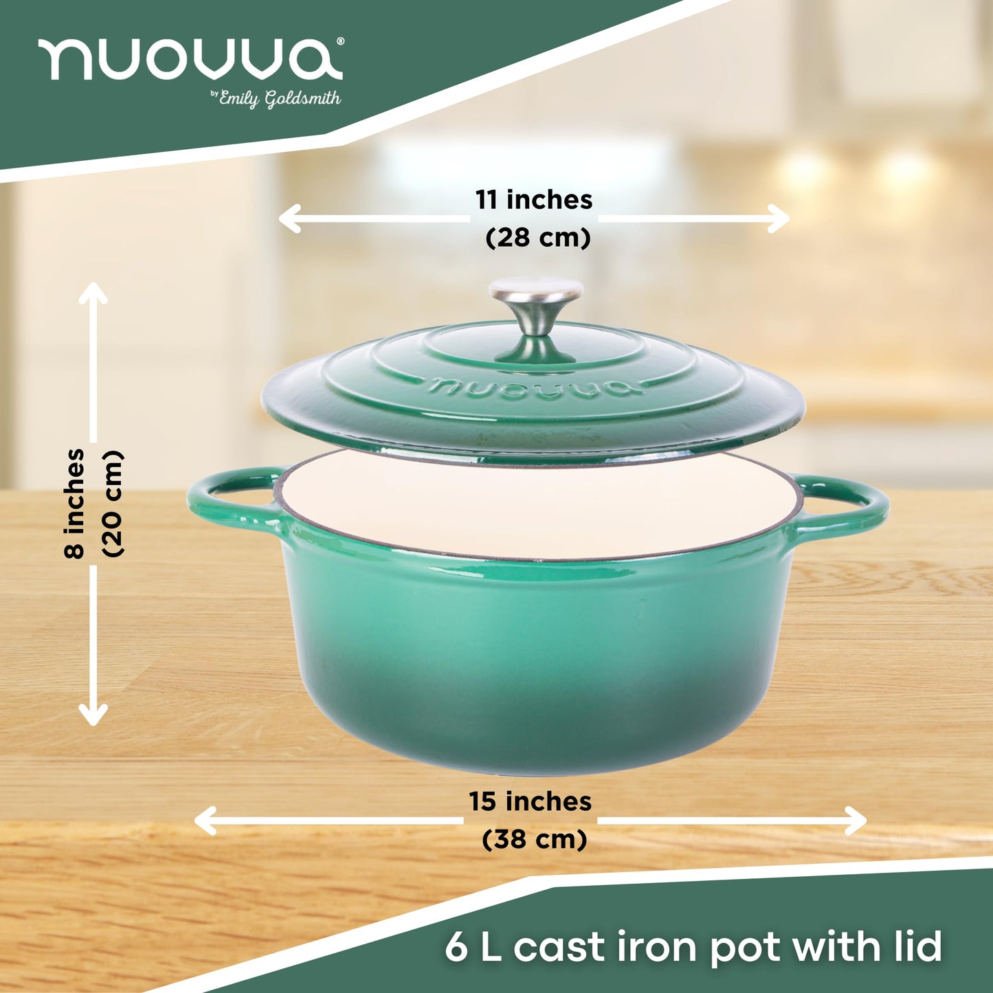 6.4-Quart Cast Iron Dutch Oven – Dark Green