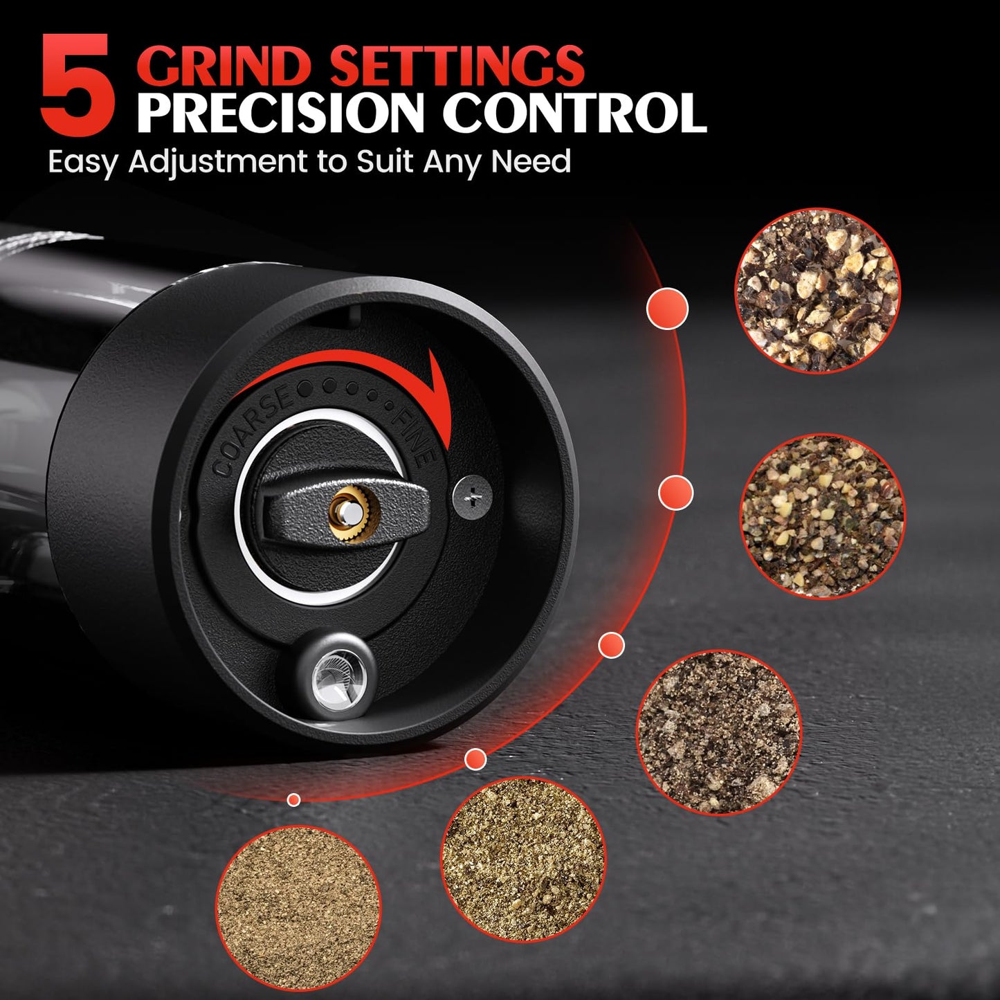 2 Pack Electric Salt and Pepper Grinders Set