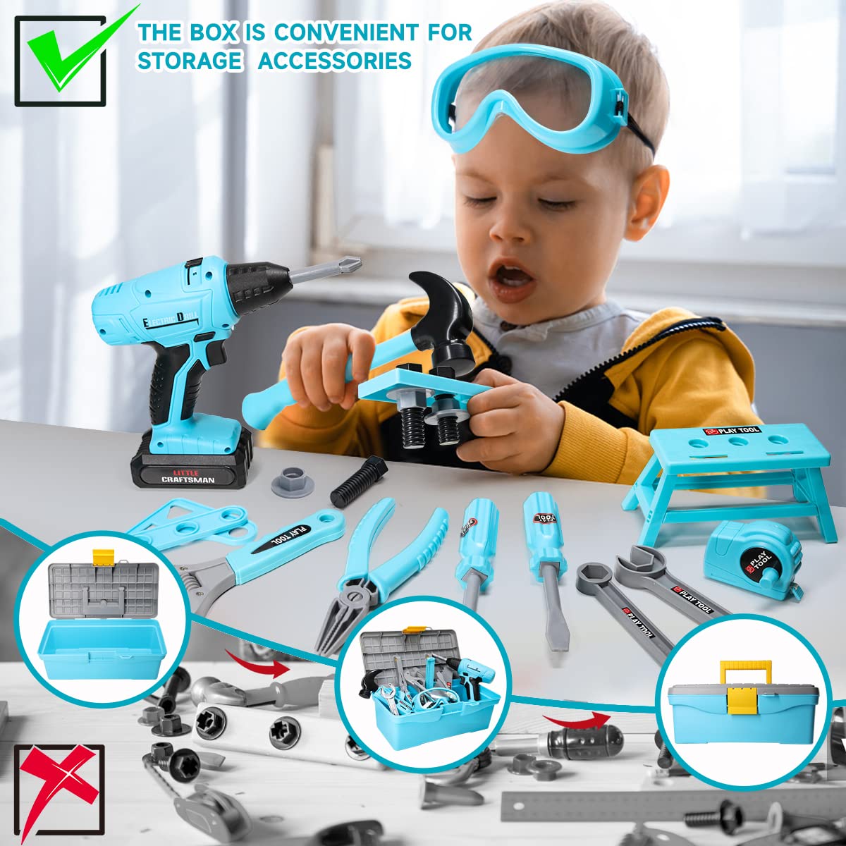 50PCS Meland Kids Tool Set with Drill