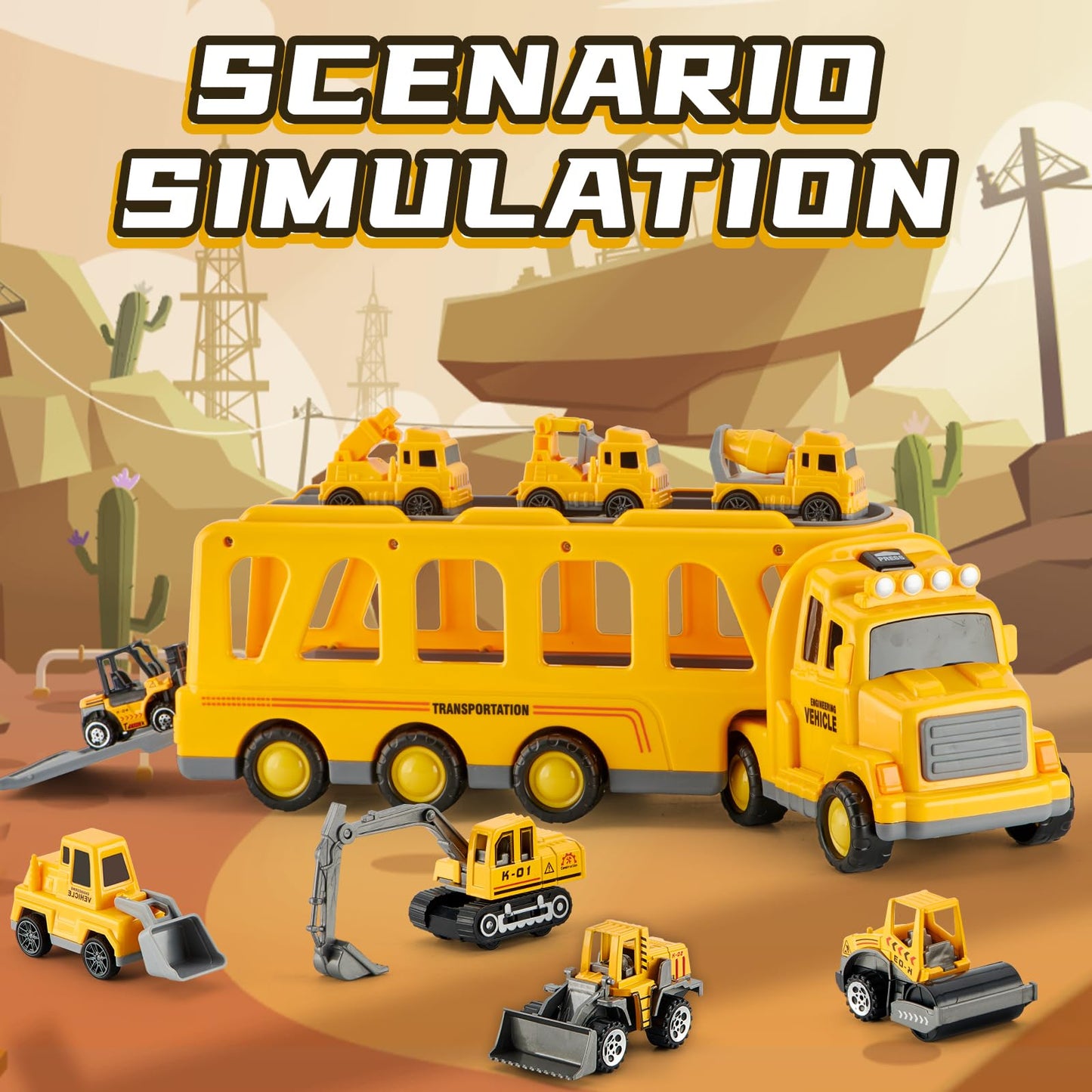 Die-cast Construction Car Carrier Toy Set