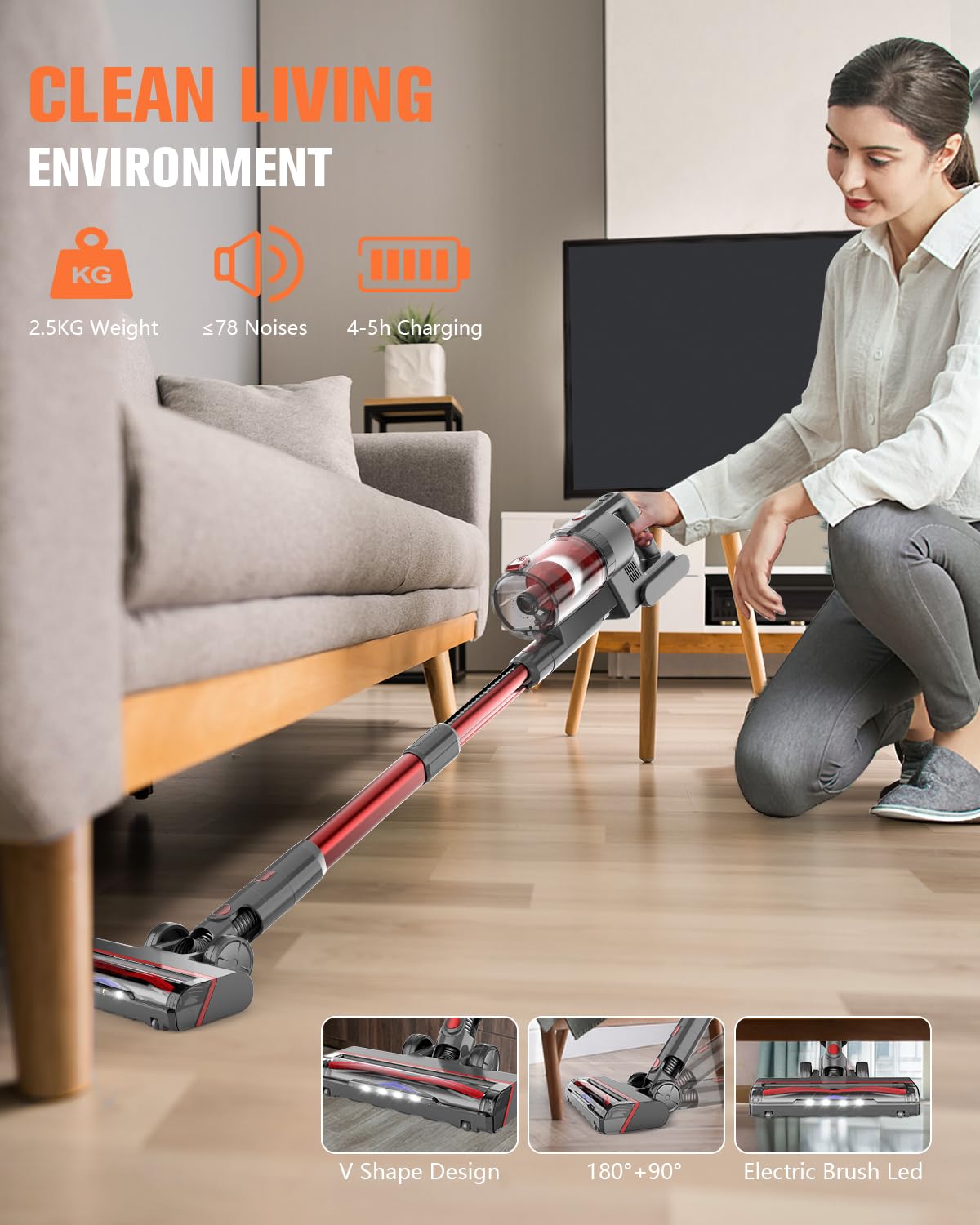 Cordless Rechargeable Vacuum Cleaner with 2 Modes