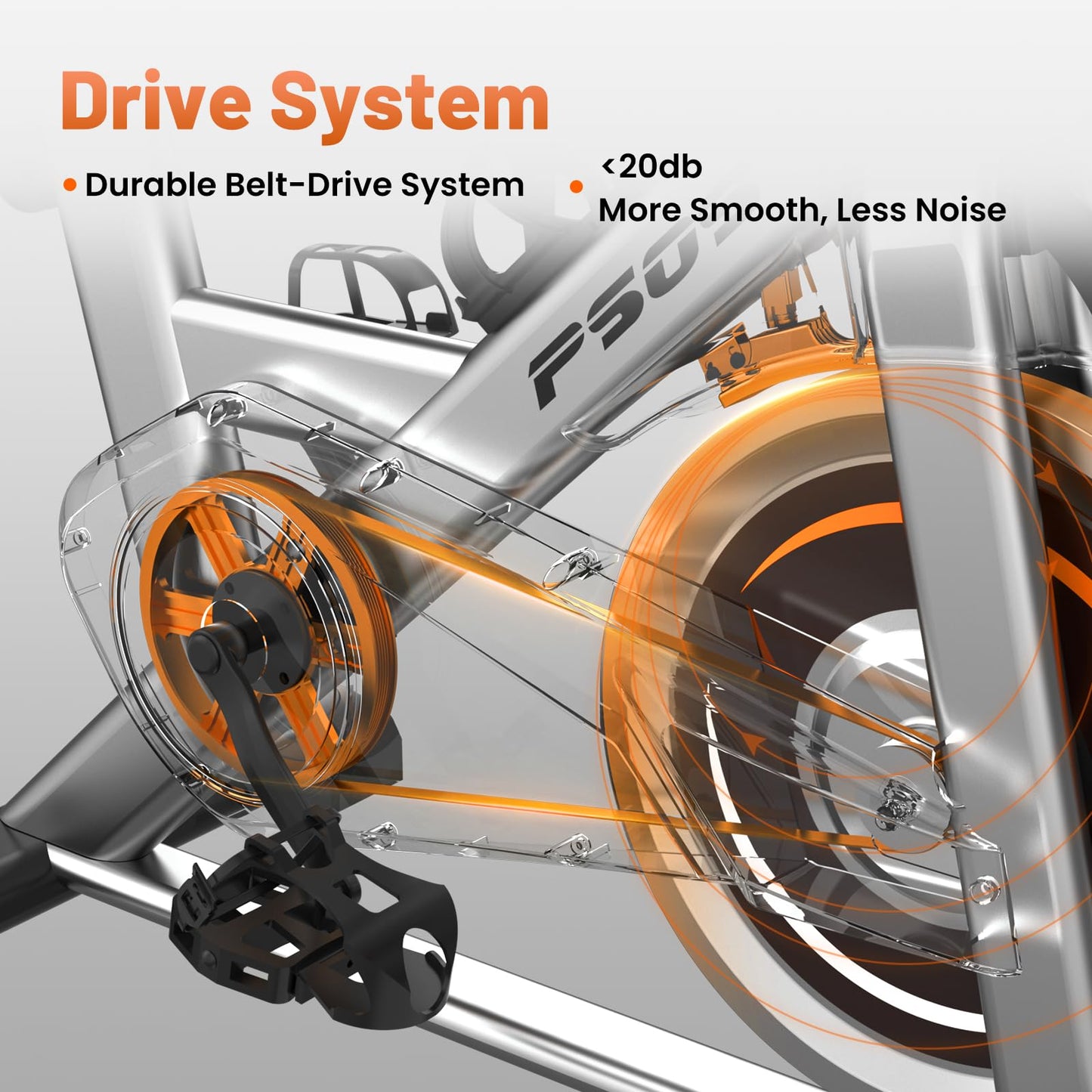 Exercise Bike, Stationary Bikes for Home Gym,Workout Bike With Belt Drive,Indoor Cycling Bike With Digital Display & Comfortable Seat Cushion,Silver Orange-C