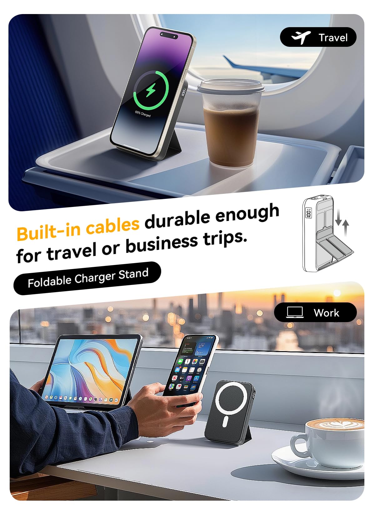 10000mAh Magnetic Wireless Charger with Stand