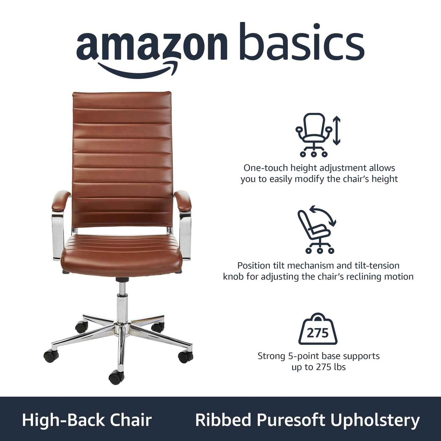 High-Back Swivel Desk Chair with Lumbar Support