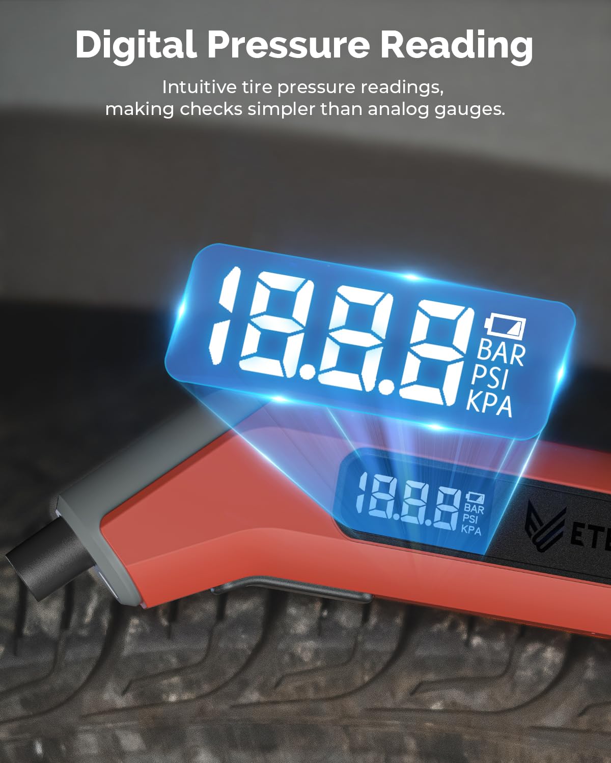 Digital Tire Pressure Gauge 3-200 PSI ETENWOLF