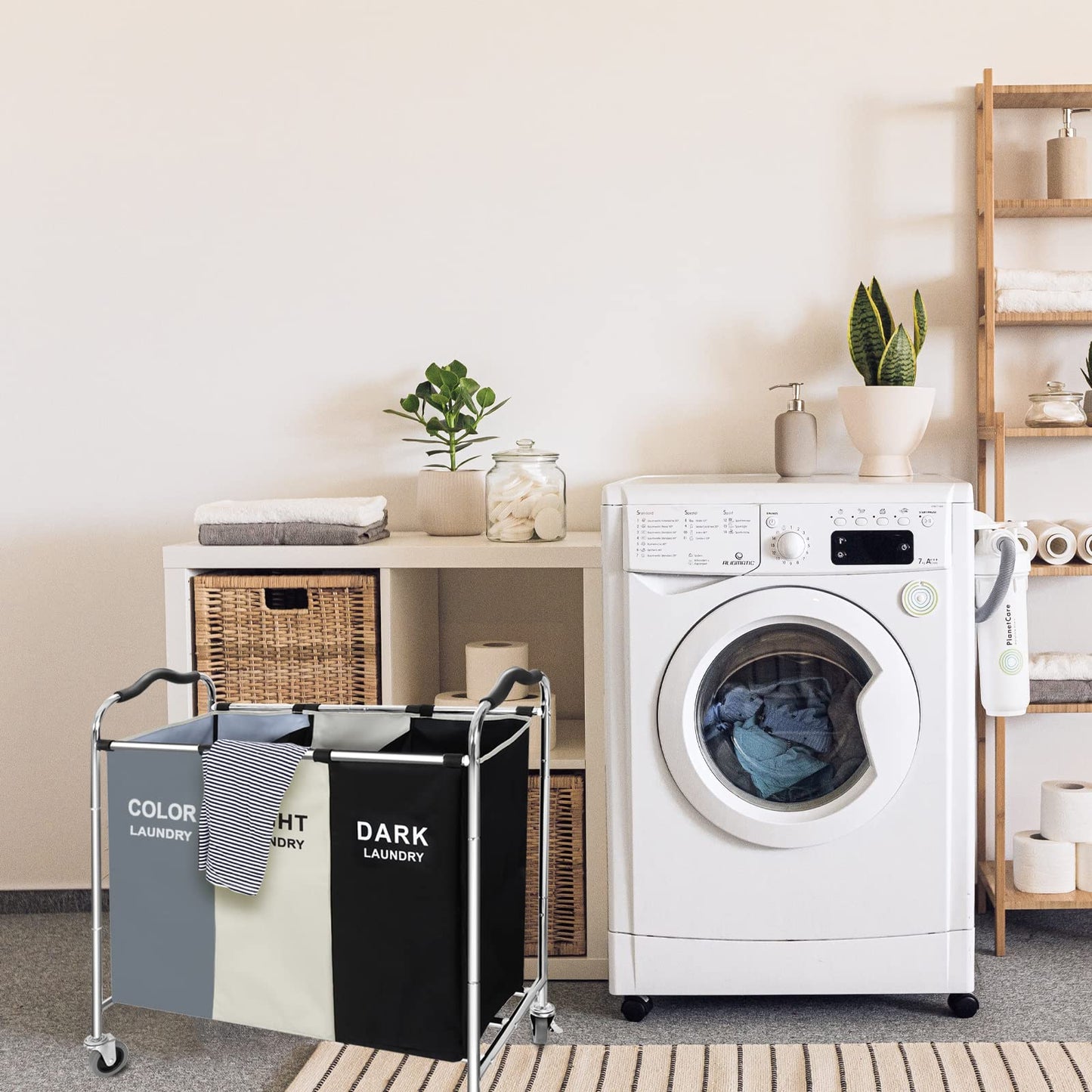 240L Laundry Basket Sorter with Wheels