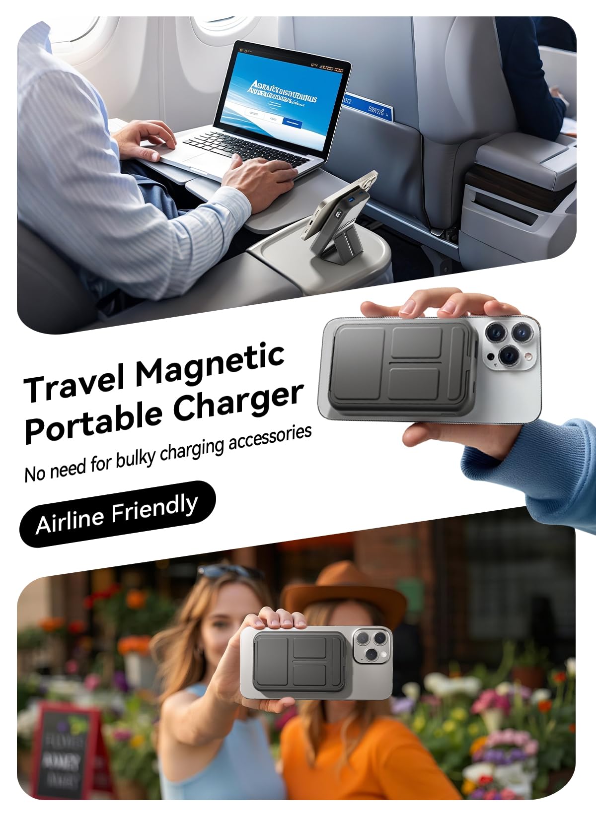 10000mAh Magnetic Wireless Charger with Stand