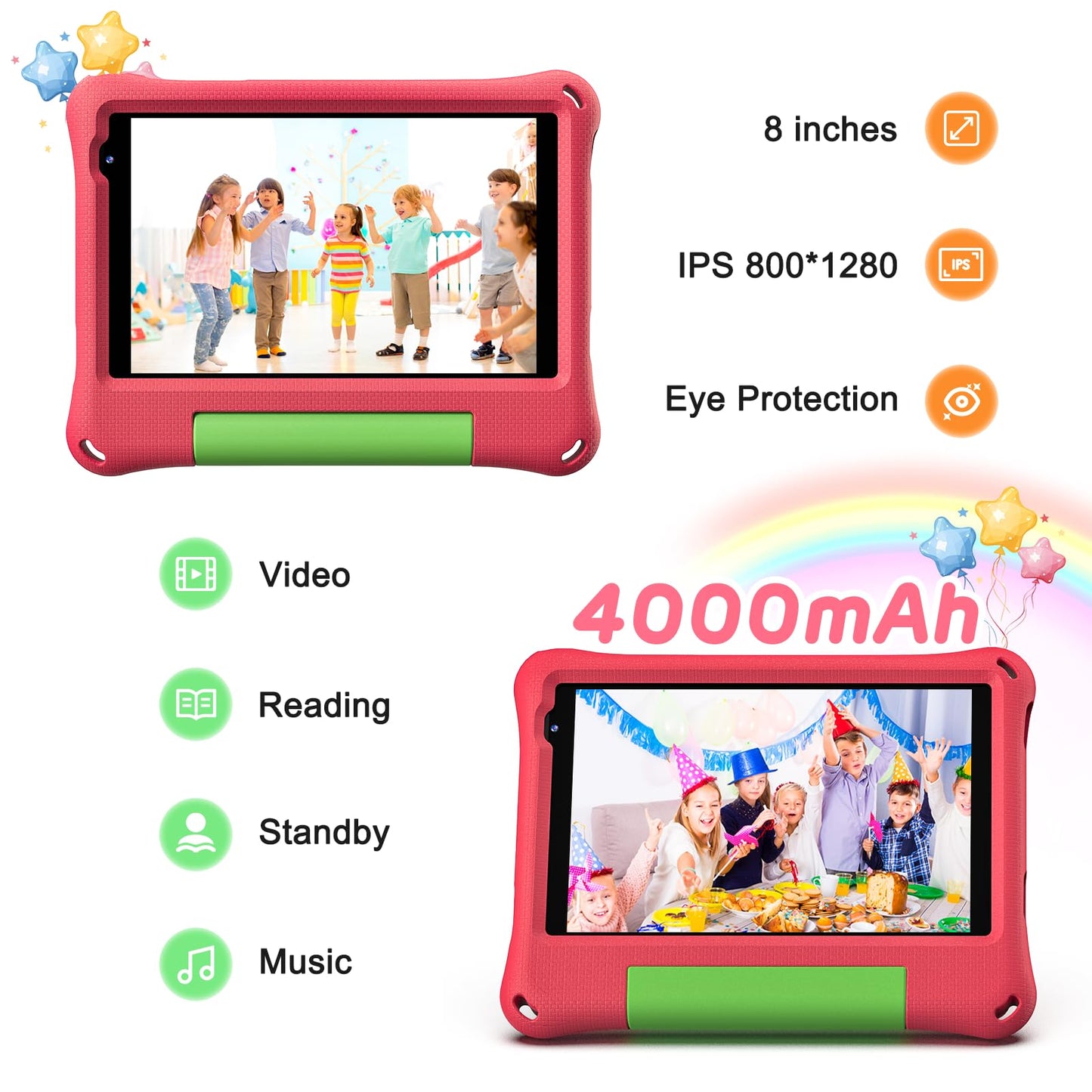 Kids Tablet 8 Inch with WiFi and Parental Control
