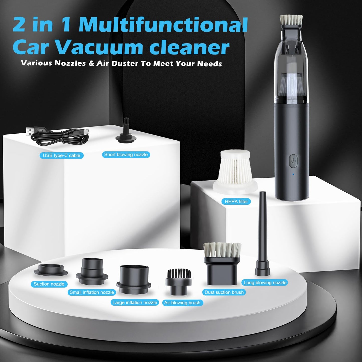Cordless Handheld Car Vacuum with Air Duster