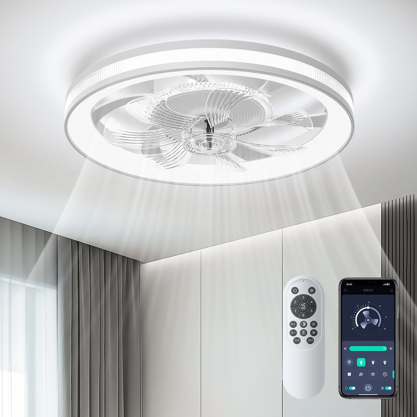 Acesal Low Profile Ceiling Fan with Lights