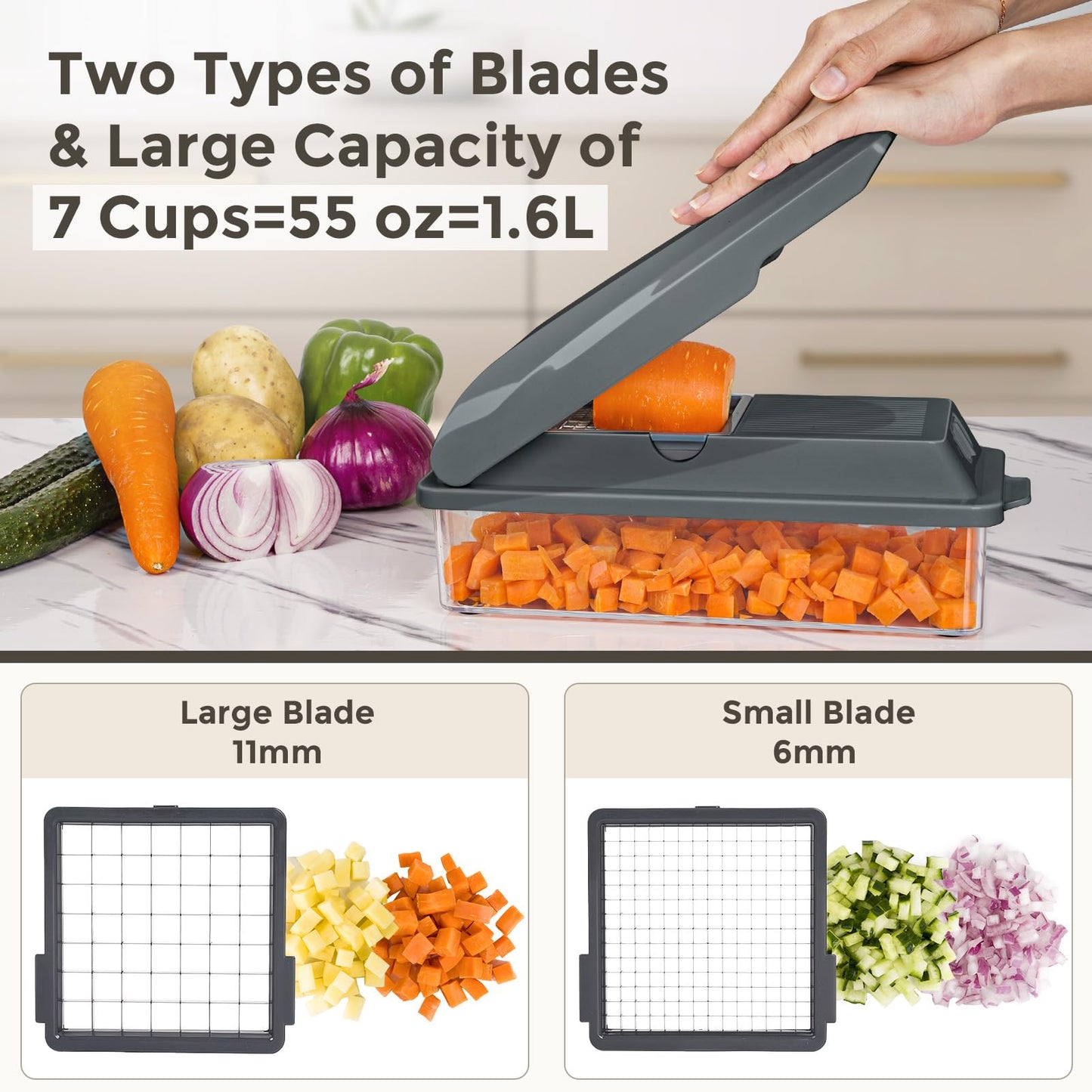Vegetable Chopper with 3 Food Storage Pans
