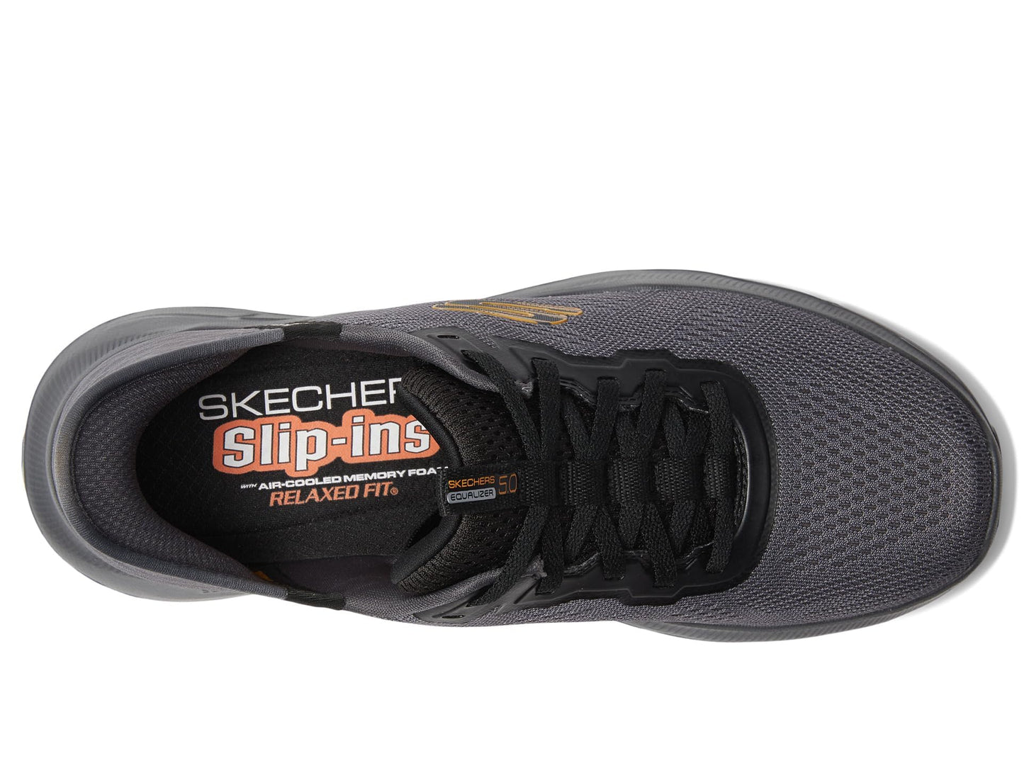 Skechers Men's Slip-in Sneakers, Charcoal/Orange, Size 10