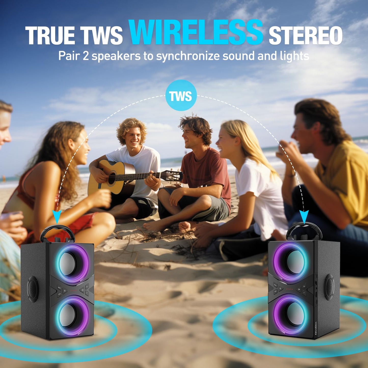 DINDIN 40W Wireless Party Speaker with Bass
