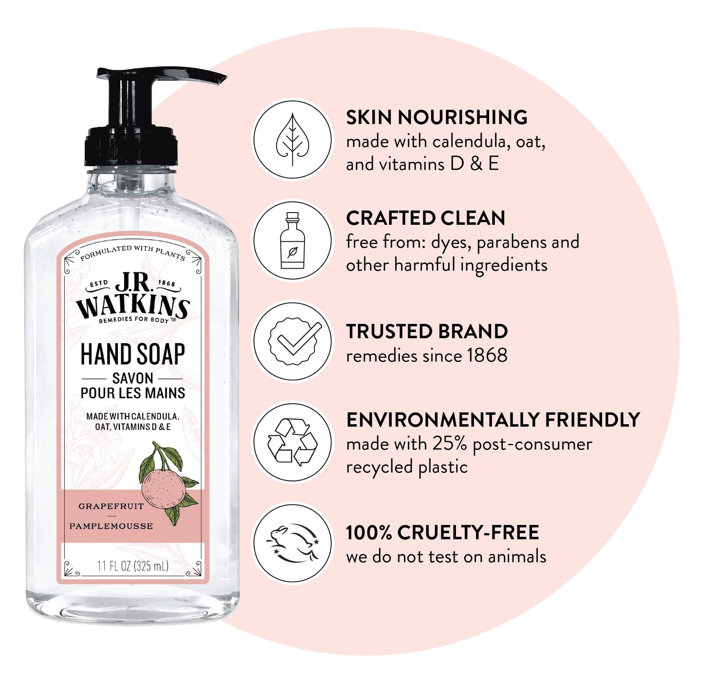 J.R. Watkins Grapefruit Gel Hand Soap 3 Pack