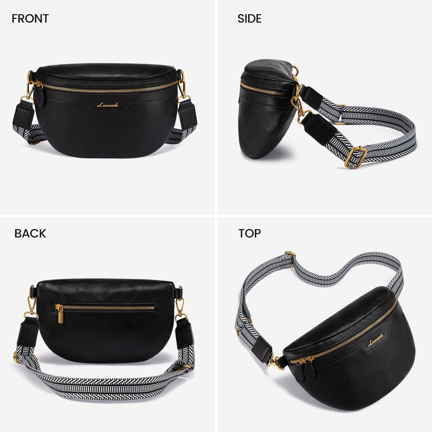 LOVEVOOK Vegan Leather Fanny Pack with Boho Strap