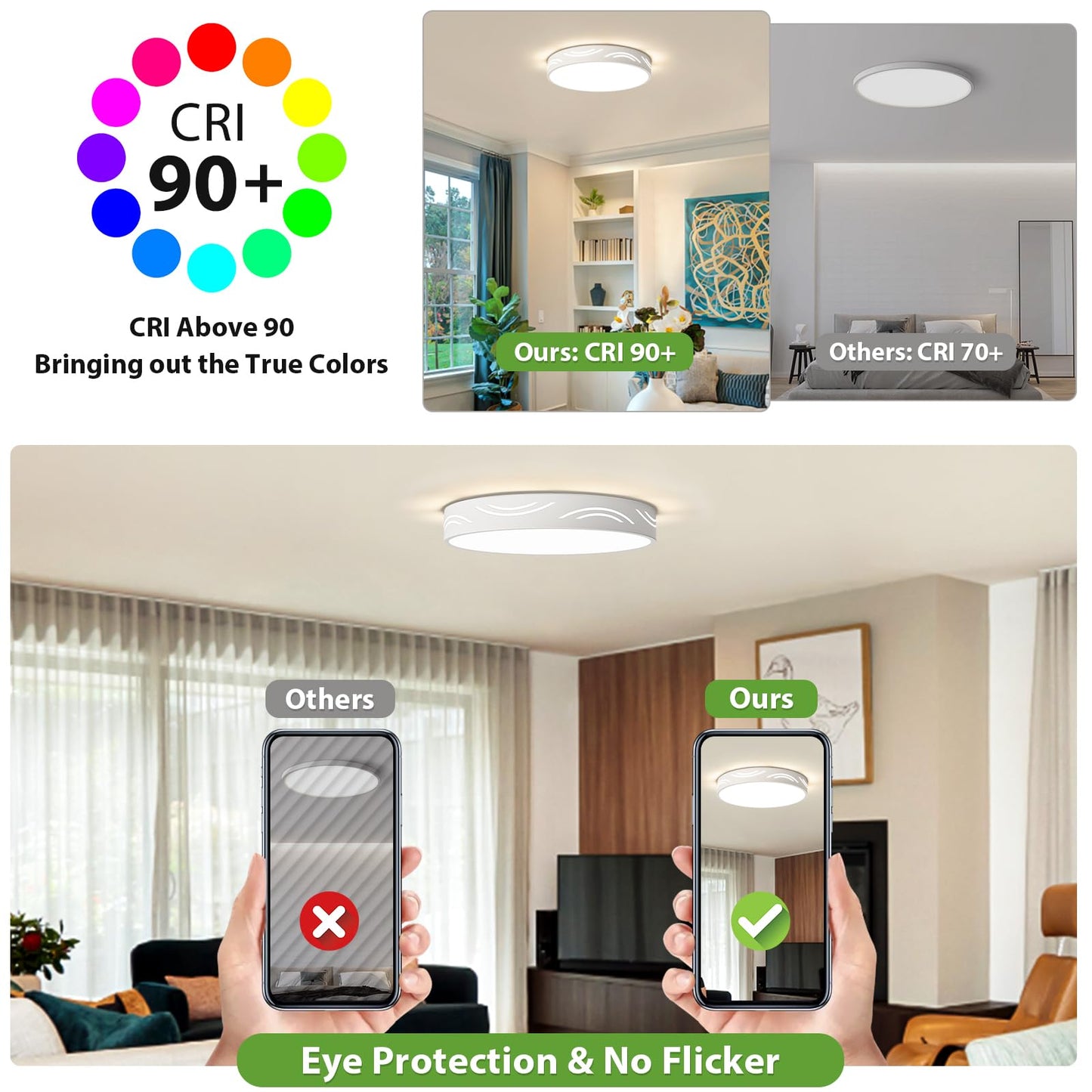 Modern Dimmable Ceiling Light Fixture,5CCT in One LED Flush Mount Kitchen Lights,Round Close to Ceiling Lamp for Bedroom Living Room Hallway Entryway Laundry Room Bathroom(White,15.75 in,ETL Listed)