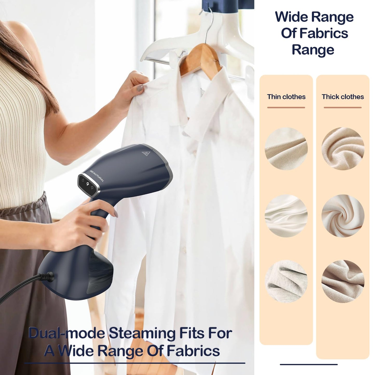 BEAUTURAL Handheld Garment Steamer, 1500W Fast Heat