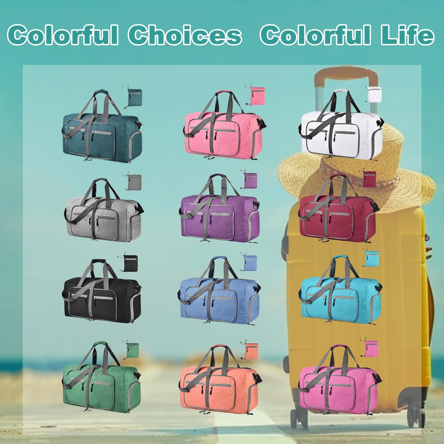 65L Travel Duffle Bag with Shoe Compartment