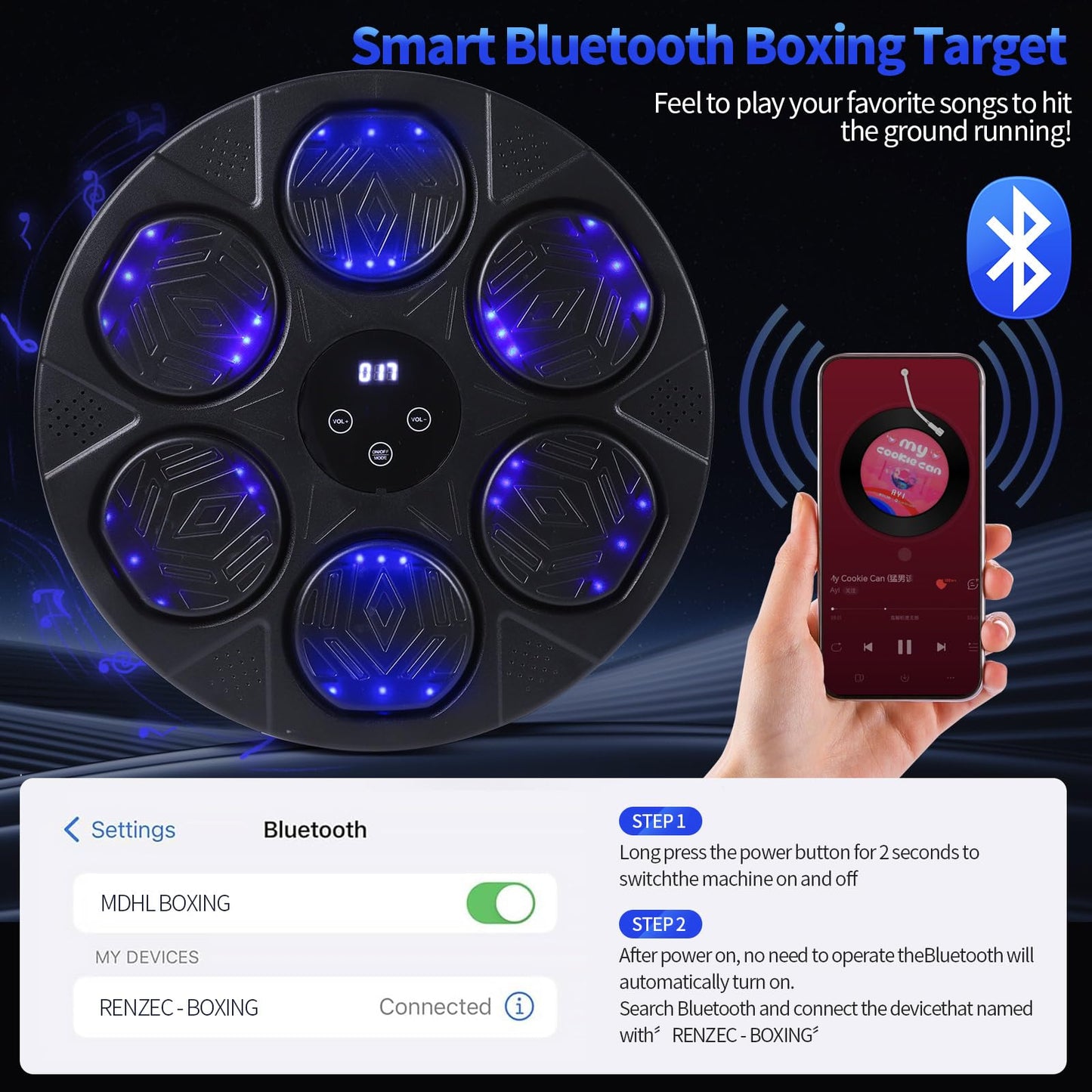 Bluetooth Boxing Trainer with Gloves and LED