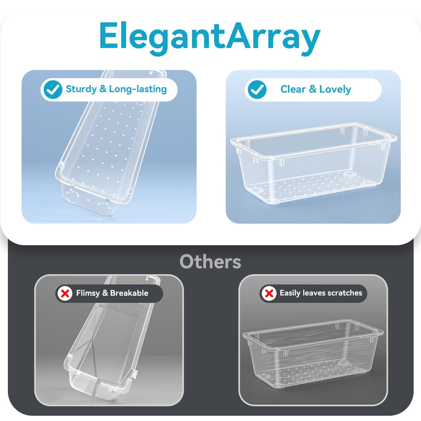 12 PCS Clear Drawer Organizer Set for Makeup