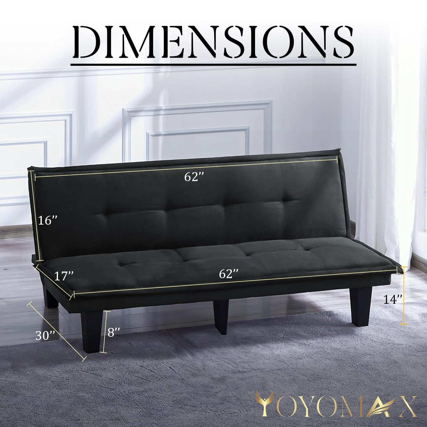 yoyomax Convertible Futon Sofa Bed, Compact Design