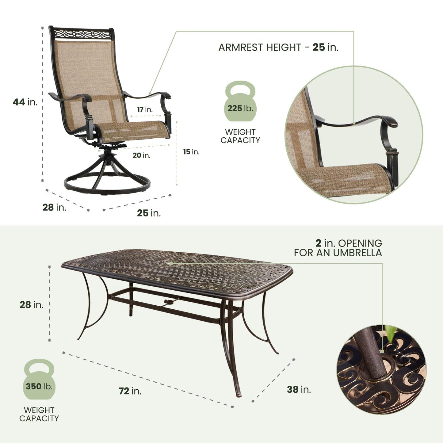 Hanover 7-Piece Outdoor Dining Set with Swivel Rockers
