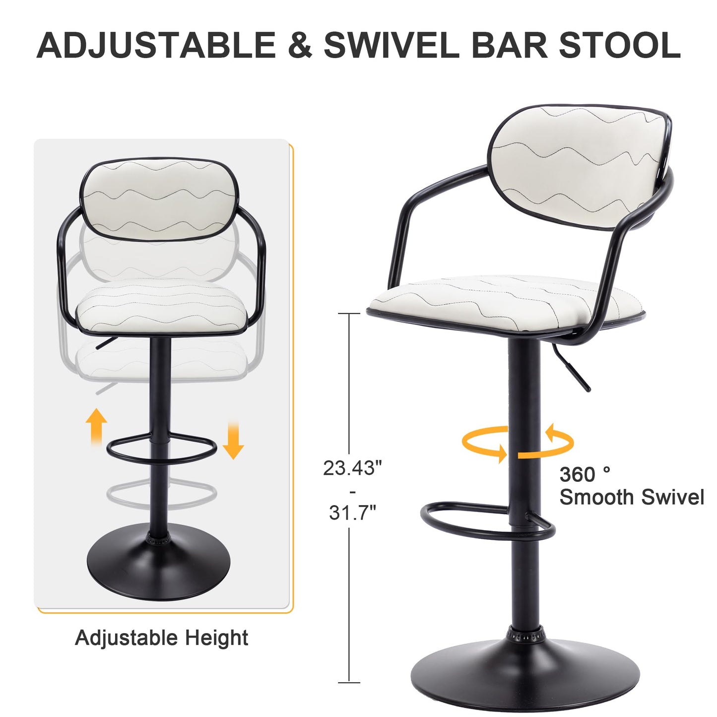 2 Pack VECELO Adjustable Swivel Bar Stools