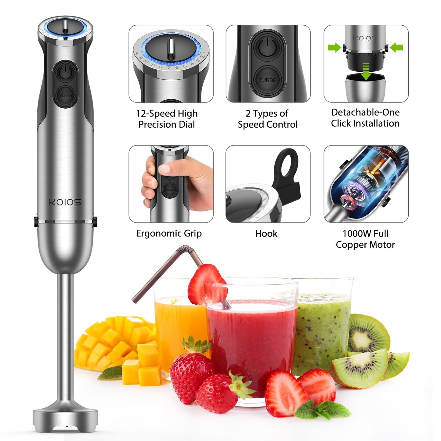 5-in-1 KOIOS Immersion Hand Blender with Turbo