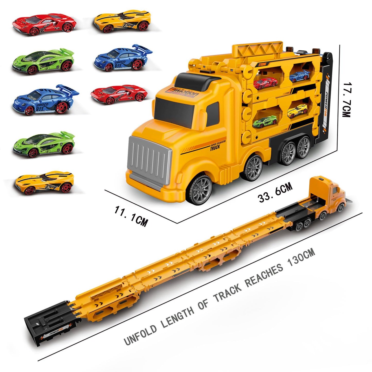 Transport Carrier Truck Toy with Race Track Playset