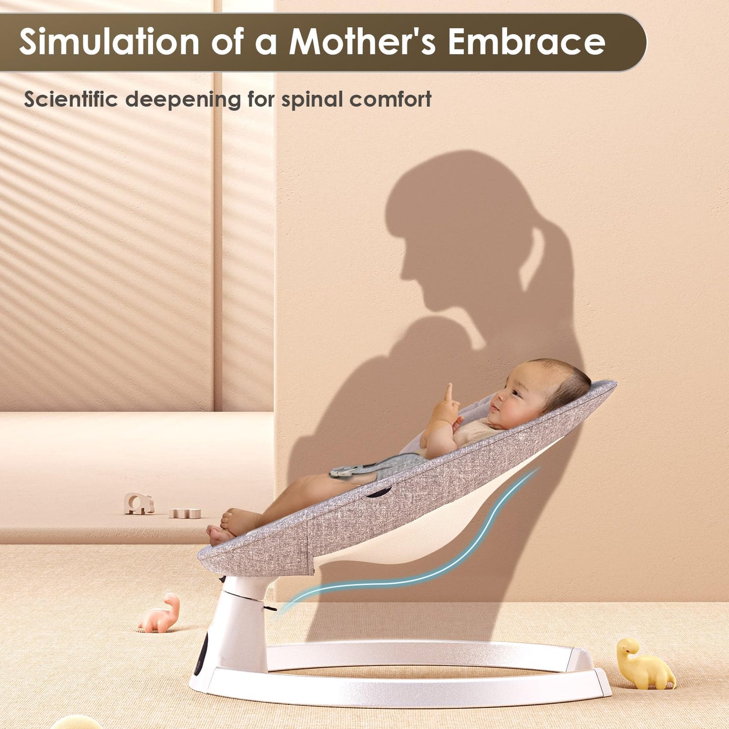Ixdregan Baby Swings for Infants - Exclusive App & Bluetooth Electric Baby Swing, Smart Sensor&Timing, 5 Speeds, 12 Preset Lullabies and Back-Up Pillow, Portable Baby Swing for Indoor/Outdoor(Grey)