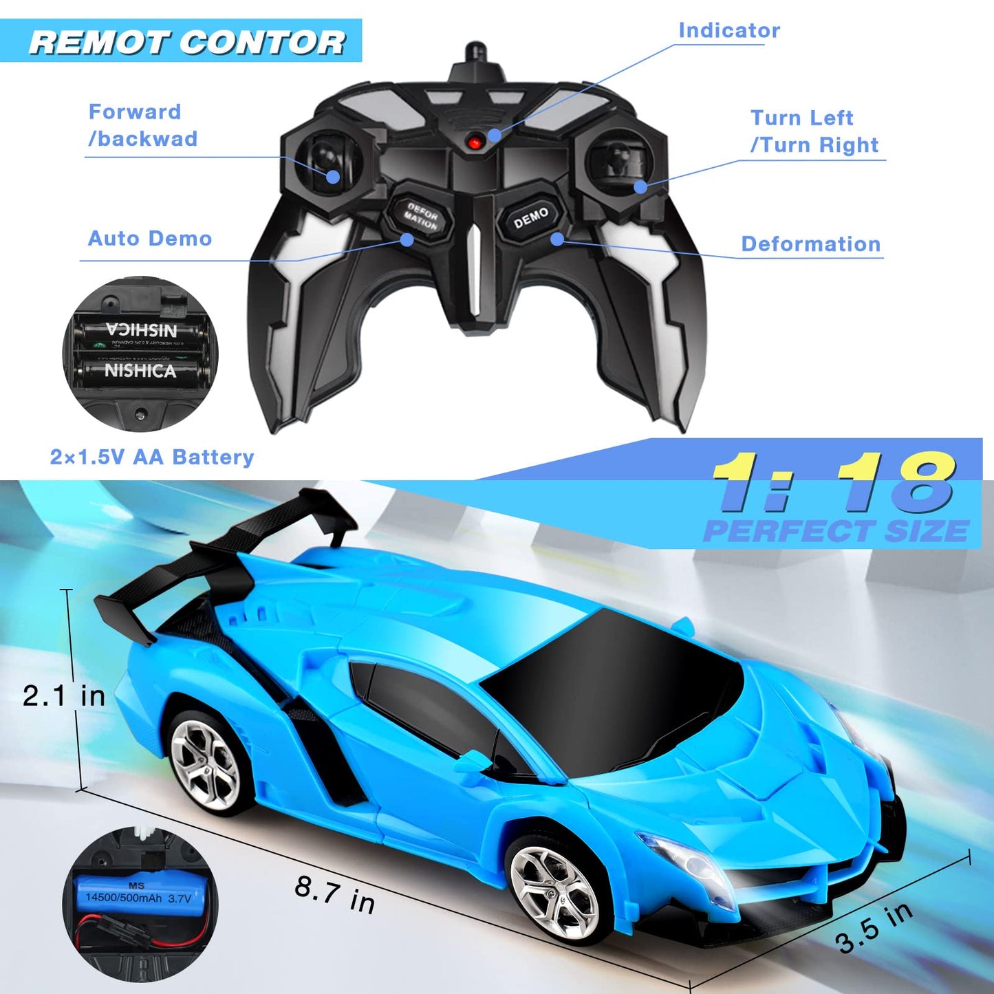 Transforming Remote Control Car for Kids