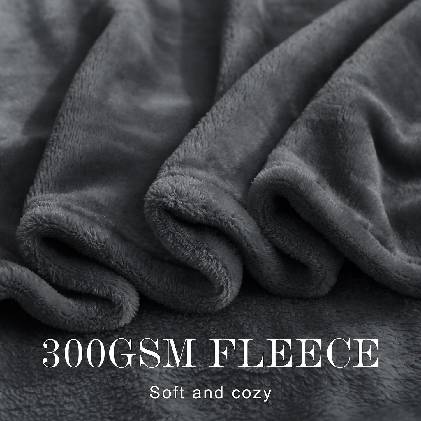 NICETOWN Grey Fleece Twin Blanket - Lightweight Plush