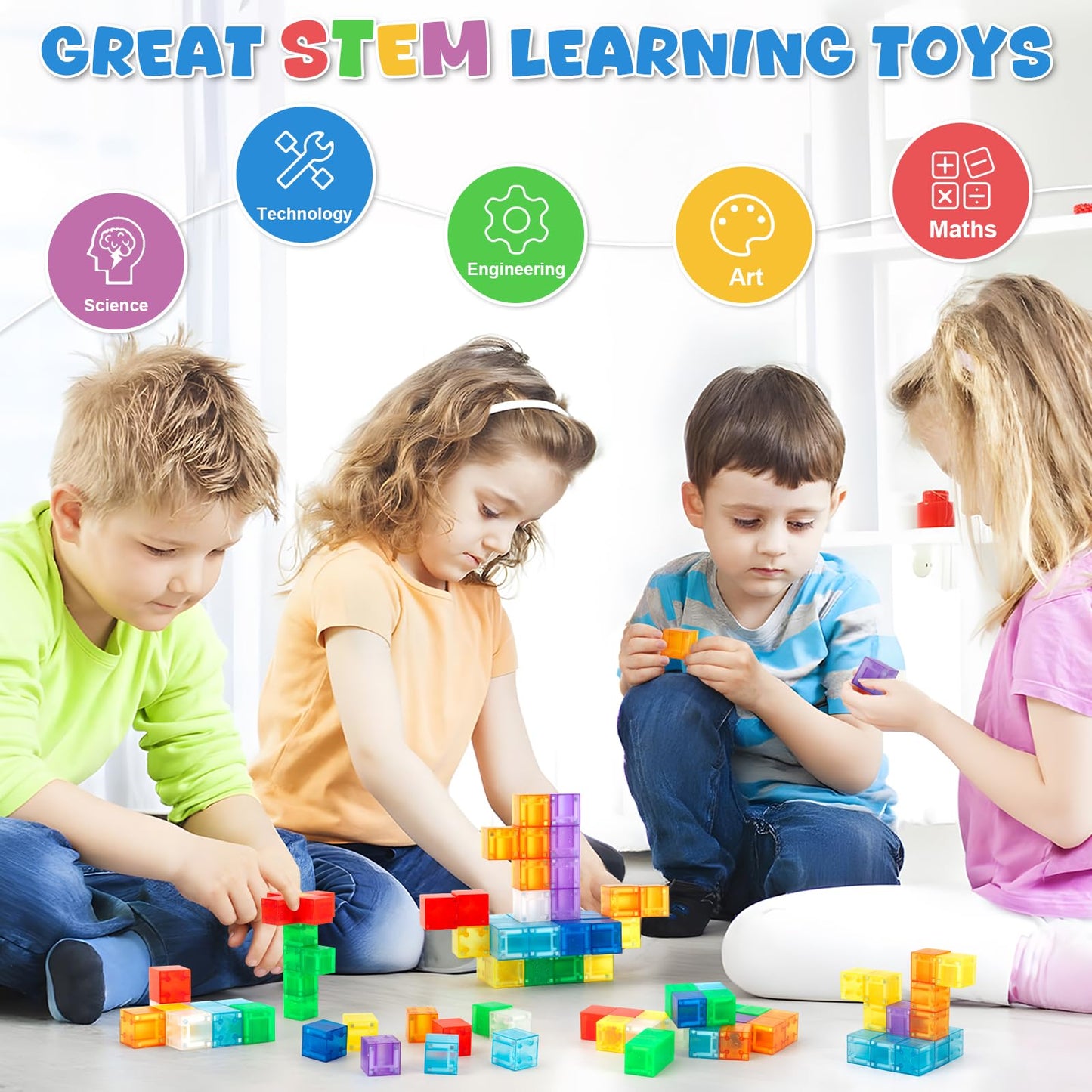 56 PCS Magnetic Building Blocks for Toddlers