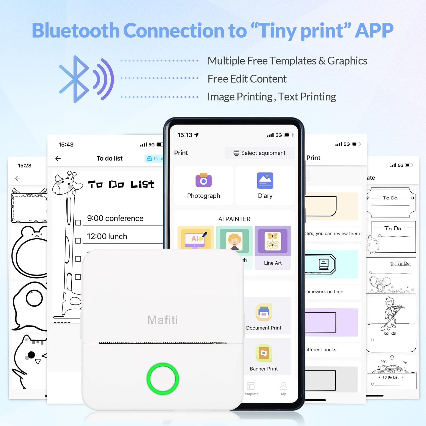 Inkless Bluetooth Mini Sticker Printer for Scrapbooks