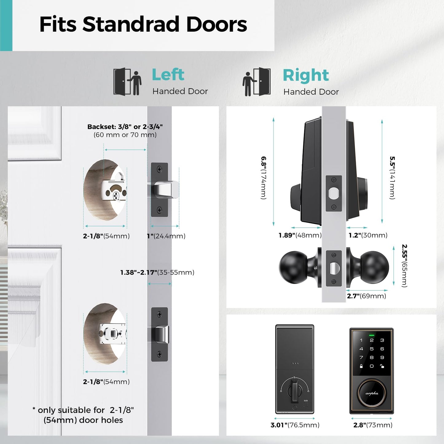 Keyless Entry Deadbolt Lock with Handle Set