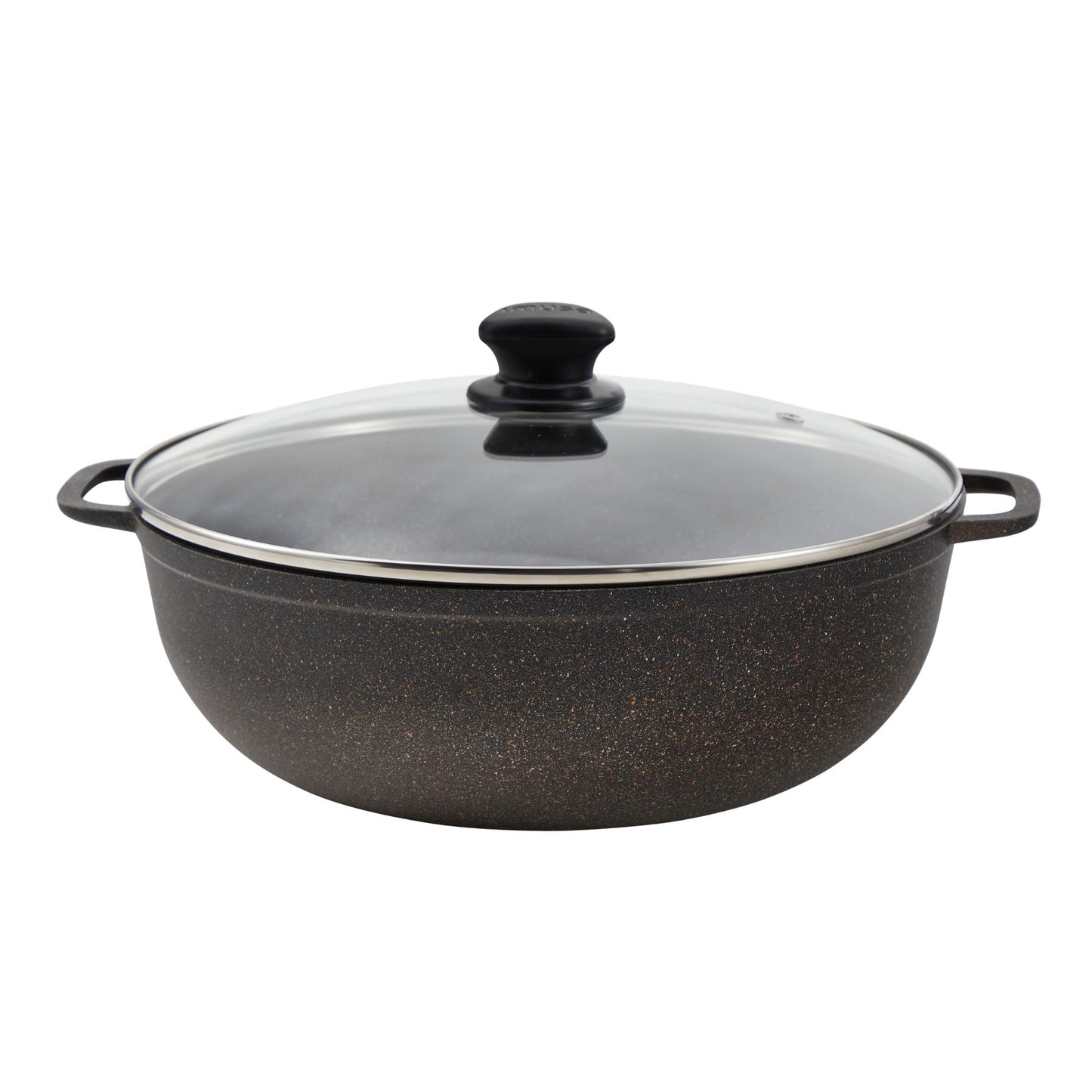 IMUSA 3.5qt Fuzion Cast Aluminum Bronze Speckled Nonstick Caldero with Glass Lid