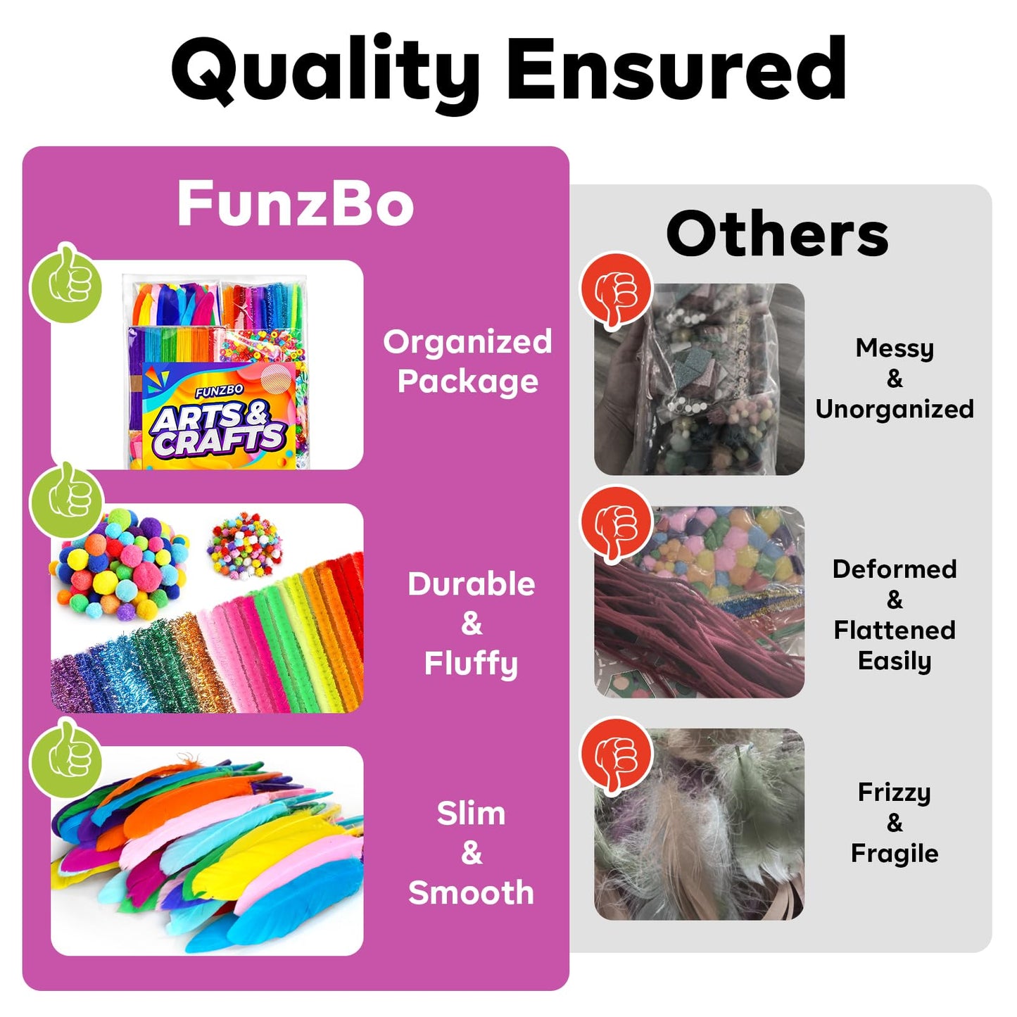 FUNZBO 1200pcs Arts and Crafts Supplies for Kids