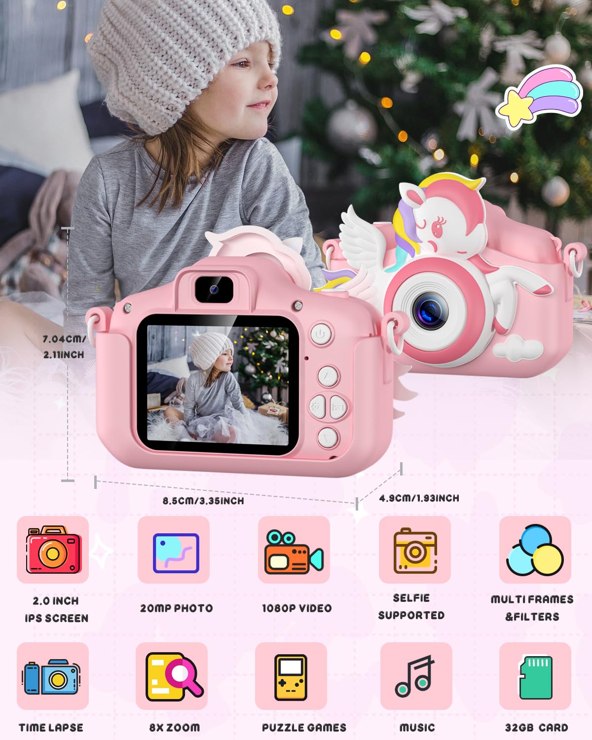 Kids 1080P HD Camera for Girls - Pink
