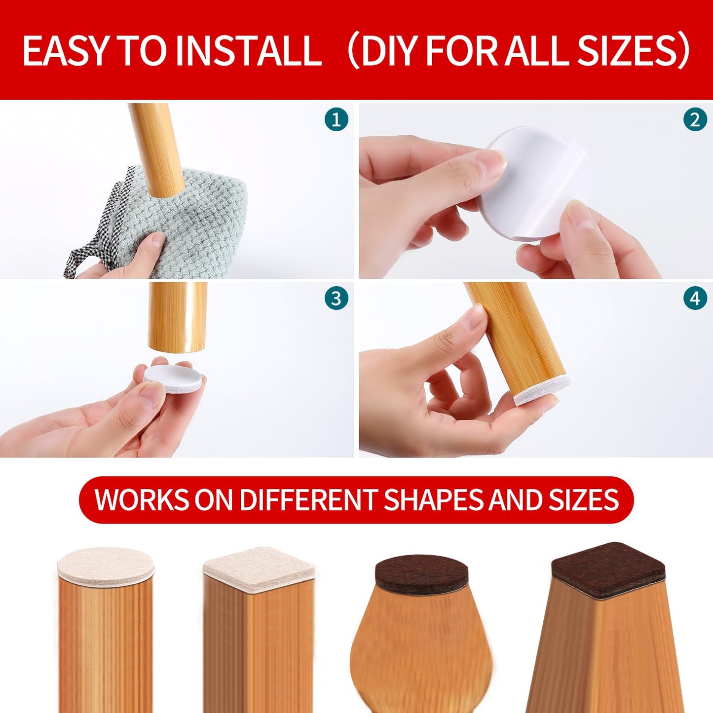 Felt Furniture Pads for Hardwoods Floors, 407 PCS Self Adhesive Felt Pads for Chairs, Cuttable Anti-Scratch Furniture Feet Floor Protectors for Chair Sofa Bed Table Cabinet (Brown & Beige)