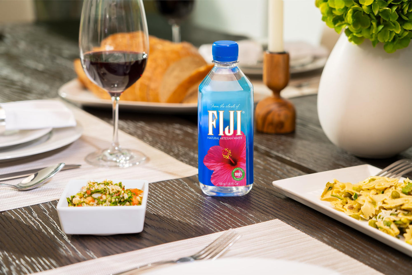 FIJI Natural Artesian Bottled Water 500 mL / 16.9 Fl Ounce (Pack of 6) - 100% Recycled Plastic