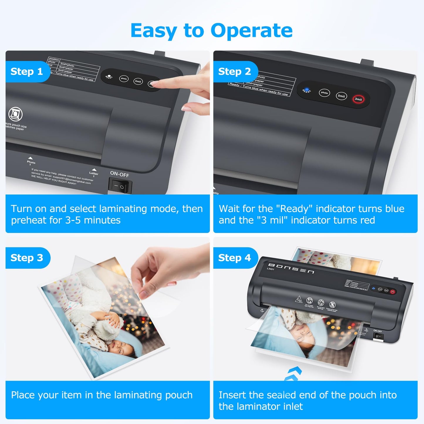 BONSEN A4 Thermal Laminator with 100 Sheets
