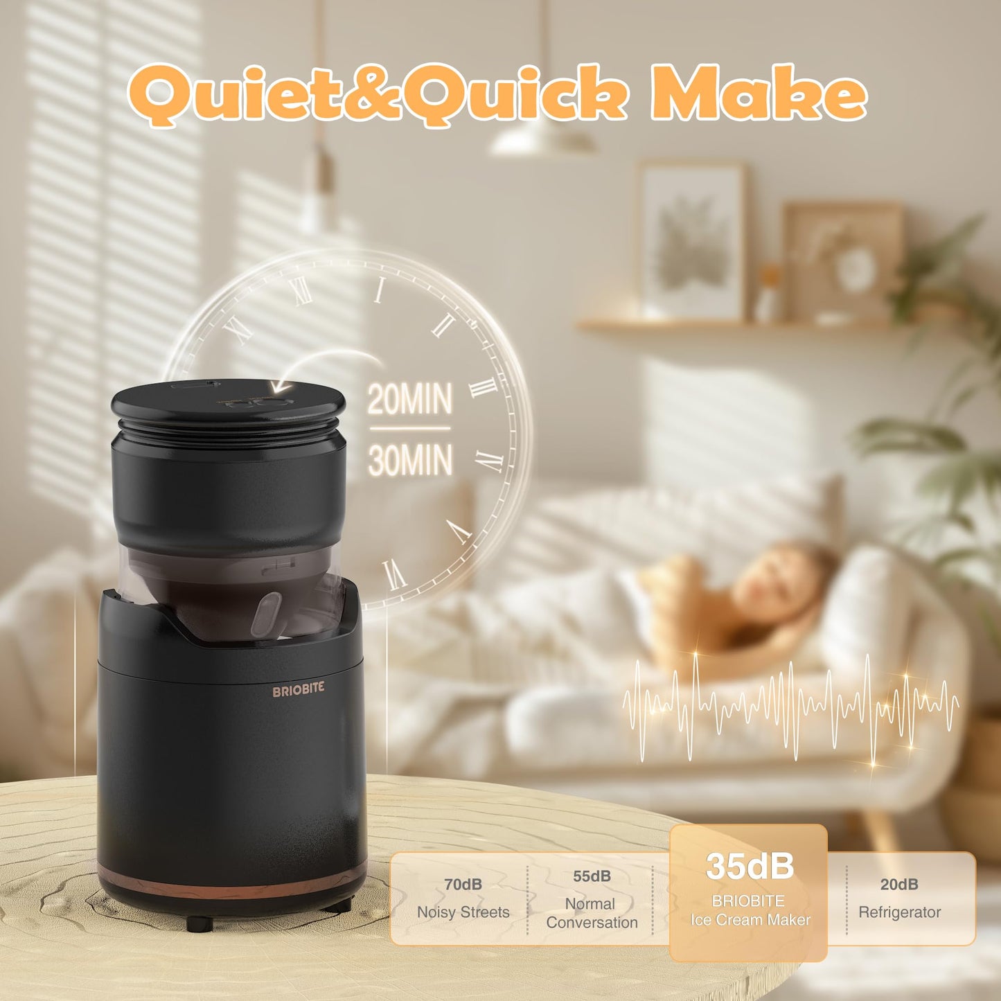 BRIOBITE Rechargeable Electric Ice Cream Maker