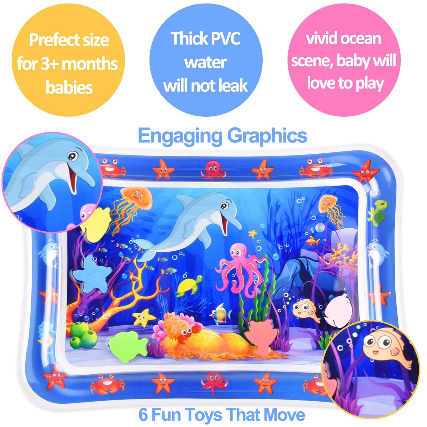 Inflatable Baby Water Play Mat for Tummy Time