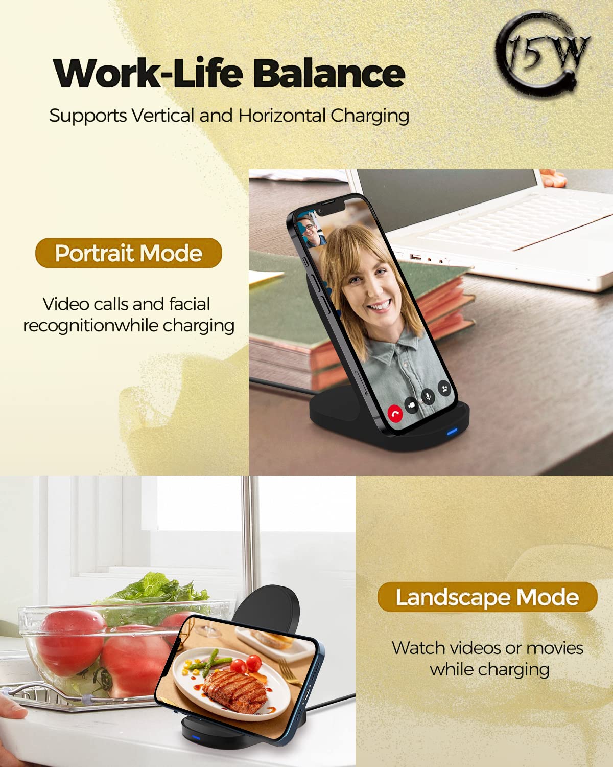 15W Fast Wireless Charger for iPhone & Samsung