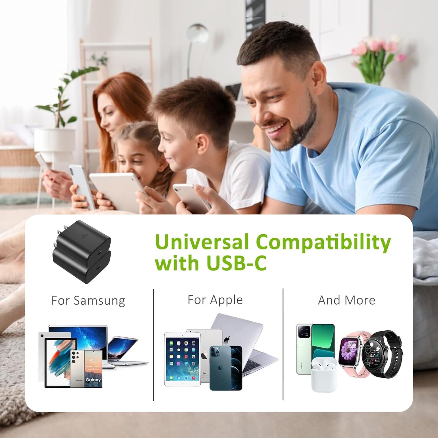 45W USB C Charger Block with 3 Cables