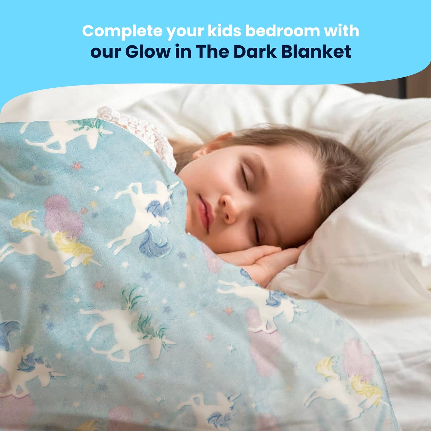 Glow in The Dark Blanket, Super Soft Blanket to Build Night Routine for Kids, Blanket That Doesn't Pill, Fray, or Fade, Comfortable Toddler Blanket for Boys and Girls, Unicorn Design